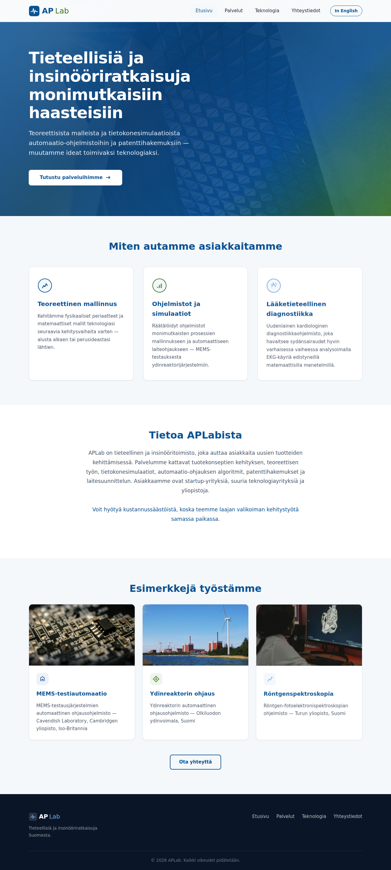 Aplab Oy verkkosivut